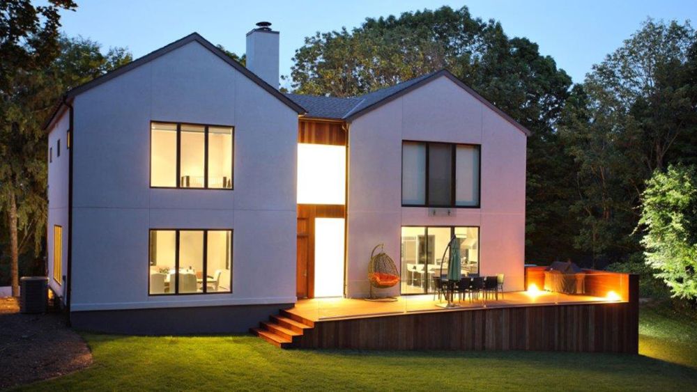 external view of property lit up at night